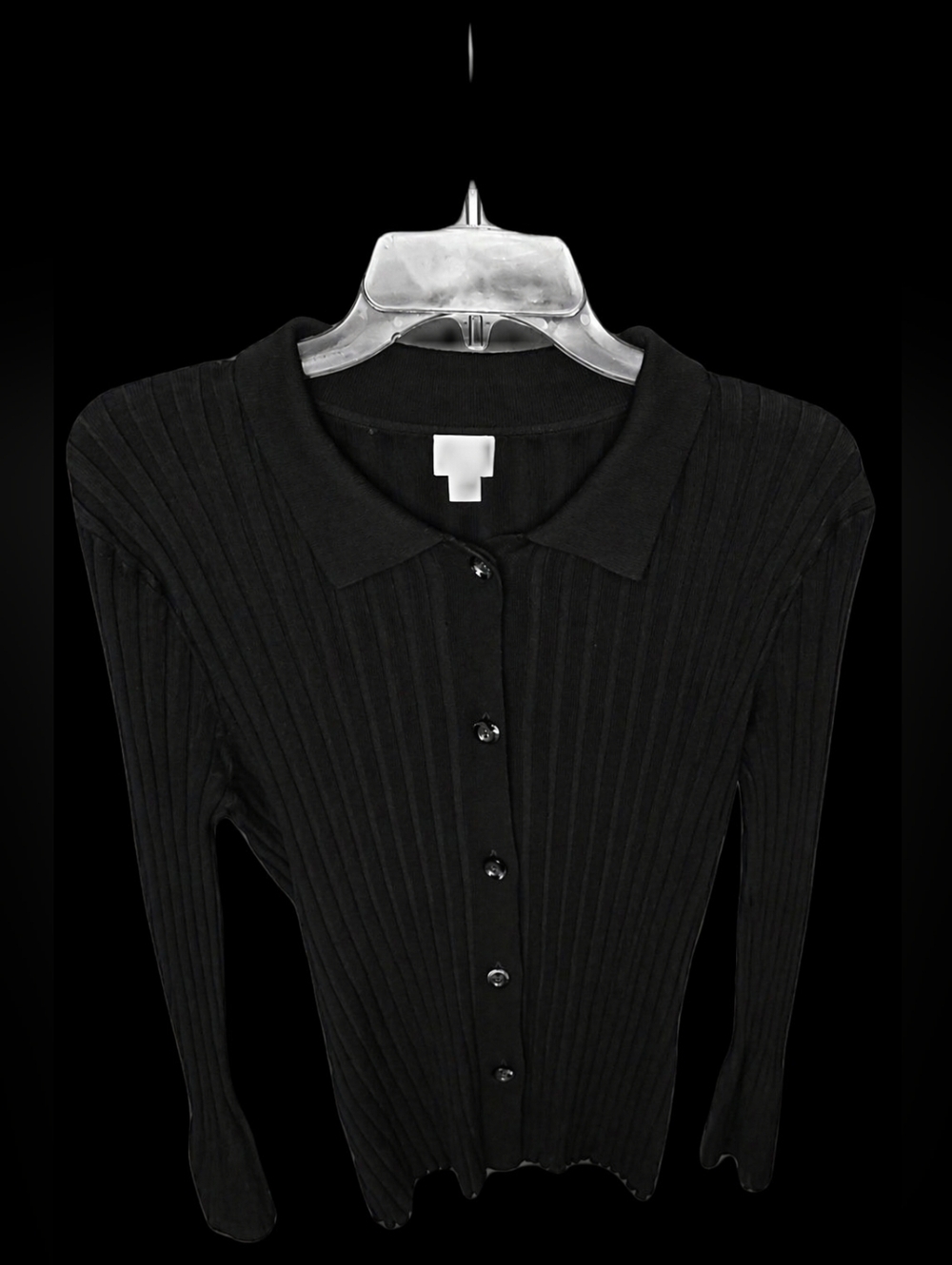 a new day Black Ribbed Button-Up Cardigan